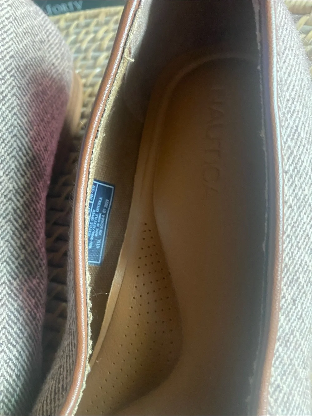 NAUTICA KELLINE BROWN HERRINGBONE TWEED Bow Vamp Slip-On FLATS 8